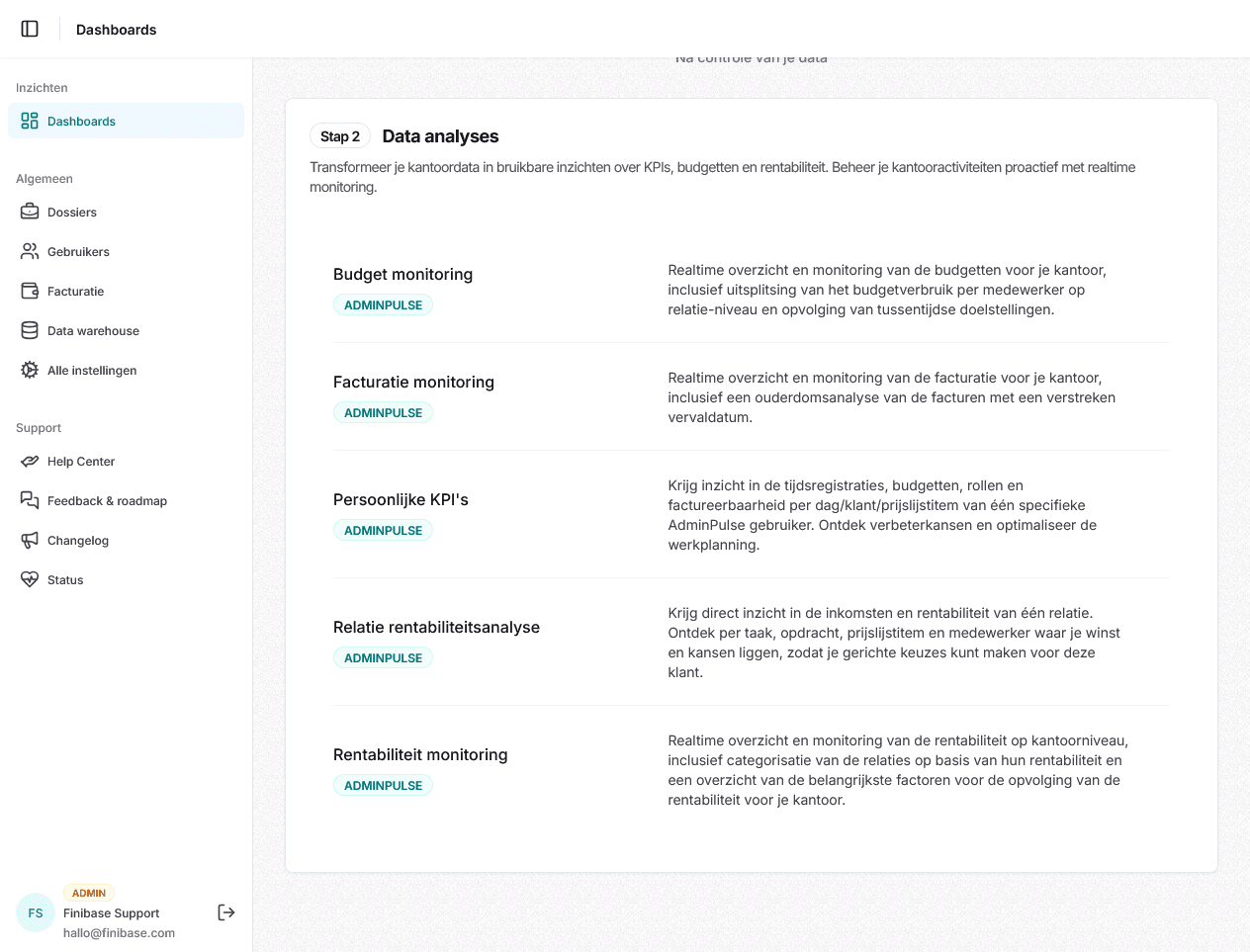 Finibase Dashboard Screenshot
